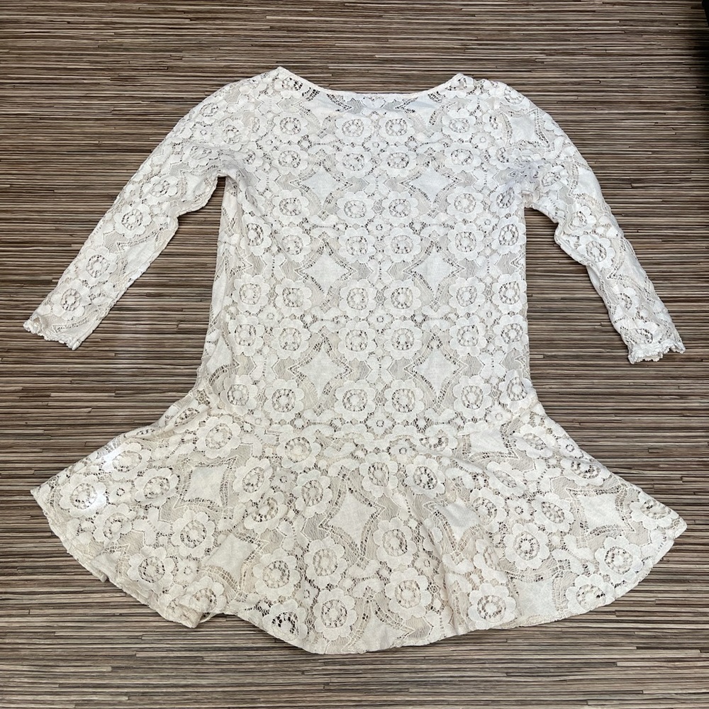 Free people cream lace mini dress womens size 0